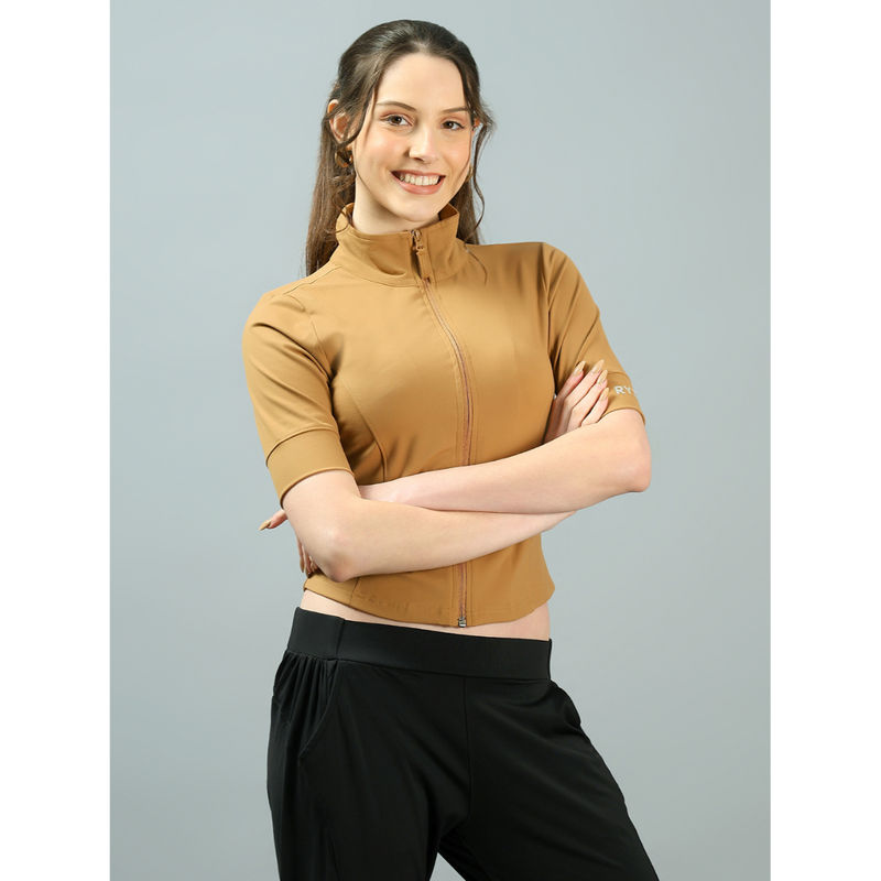 RYZ Women Enhance Elbow Half Sleeves Jacket Tan (L)