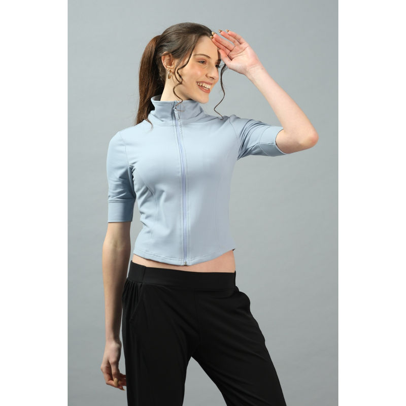 RYZ Women Enhance Elbow Half Sleeves Jacket Grey (L)