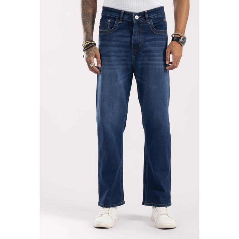 GRITSTONES Men Navy Blue Solid/Plain Denim Jeans (36)