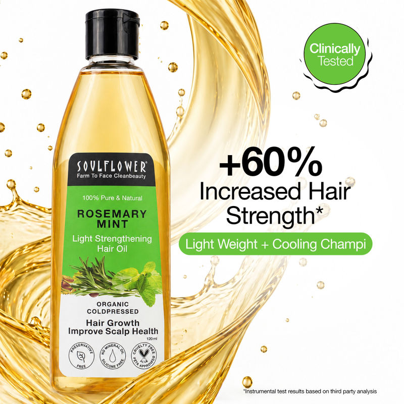 Soulflower Rosemary Mint Hair Growth Oil For Hair Fall & Dandruff Control, Light Hair Oil
