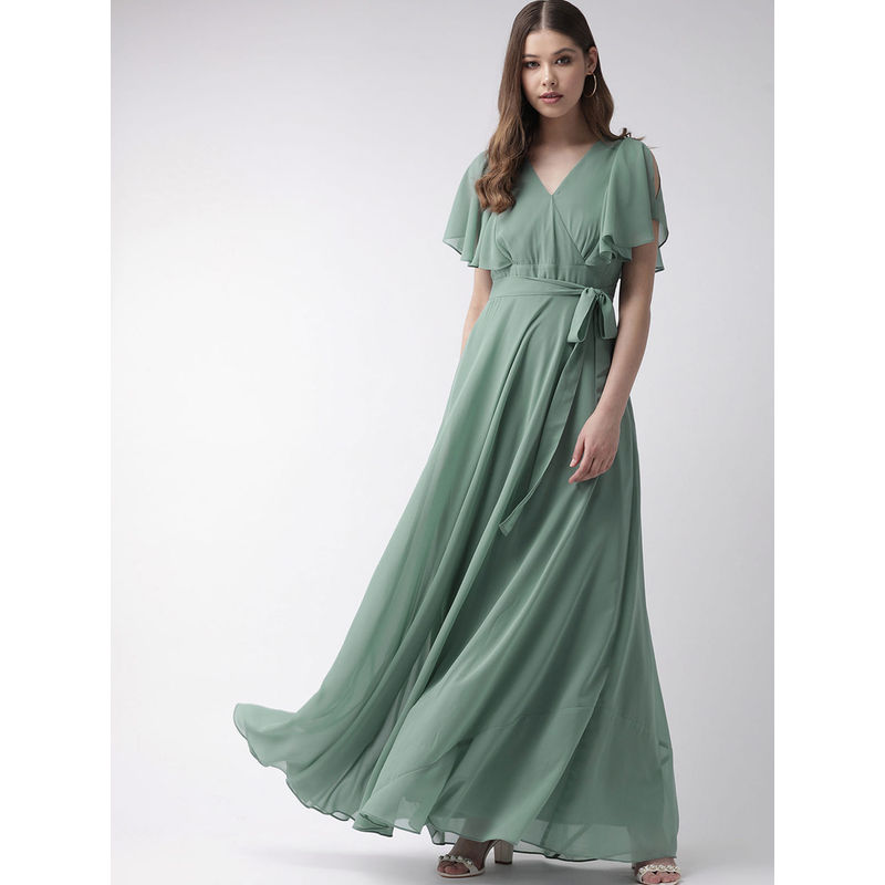 Twenty Dresses By Nykaa Fashion Green On A High Maxi Dress (M)