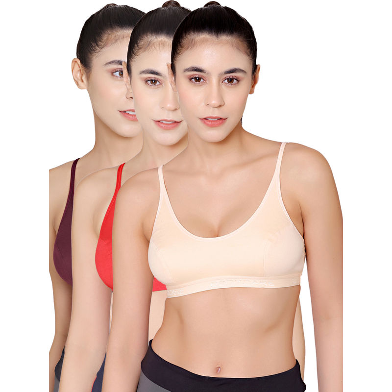 Buy Bodycare Pack of 3 Sports Bra In Skin Colour online