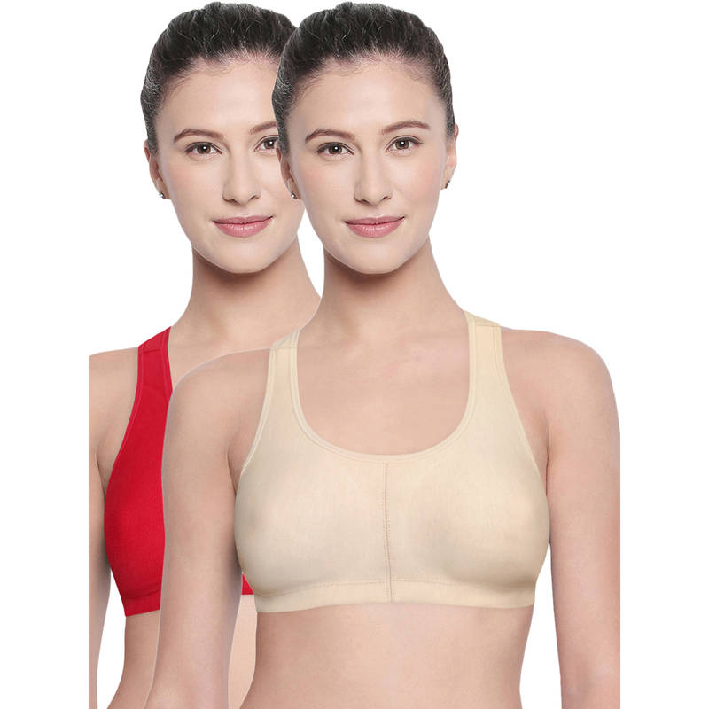 Bodycare Racerback Solid Color Pack of 2 Sports Bra-E1612 - Multi-Color (34B)