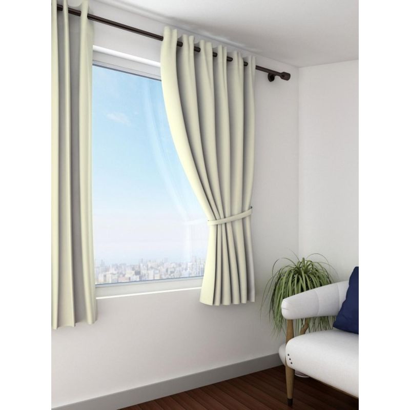 Swayam Blackout Eyelet Window Curtain - Solid Off - White (5 feet)