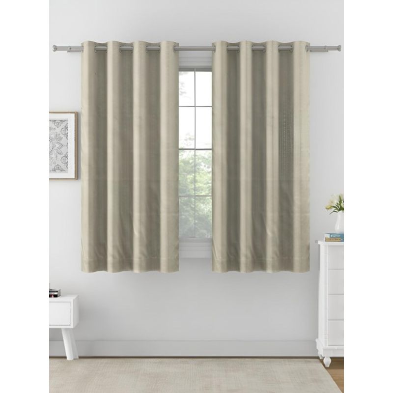 Swayam Blackout Eyelet Window Curtain - Geometric Light Beige (5 feet)