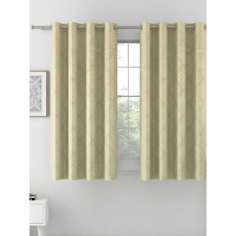 Swayam Blackout Eyelet Window Curtain - Solid Golden Beige (5 feet)
