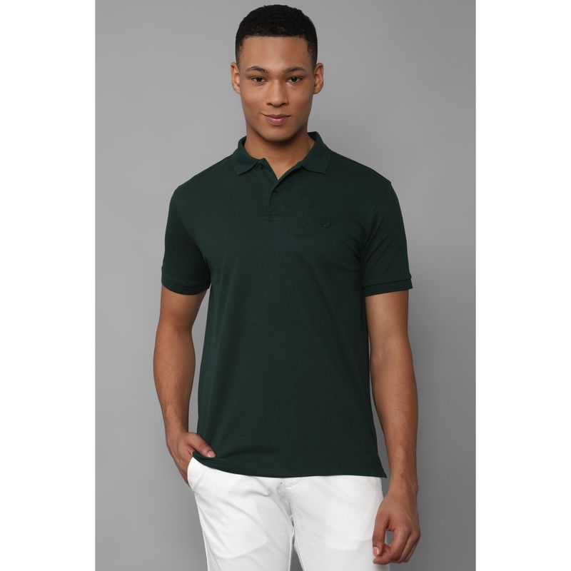 Buy Allen Solly Men Green Solid Polo Neck T-Shirt Online