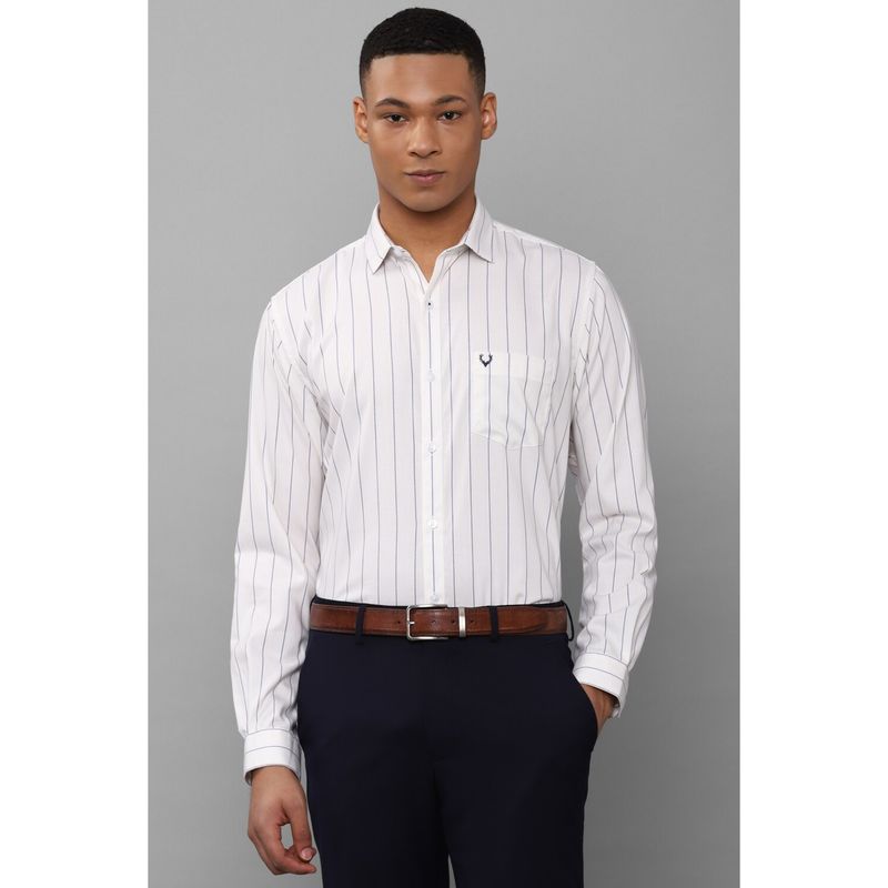 Allen Solly Men White Slim Fit Stripe Full Sleeves Formal Shirts (38)