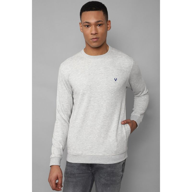 Allen Solly Men Grey Crew Neck Full Sleeves Casual Sweatshirt (2XL)