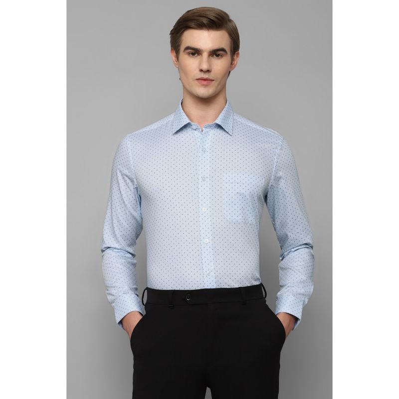 Louis Philippe Men's Cotton Wrinkle Resistant Slim fit Light Blue Printed Formal Shirt (39)