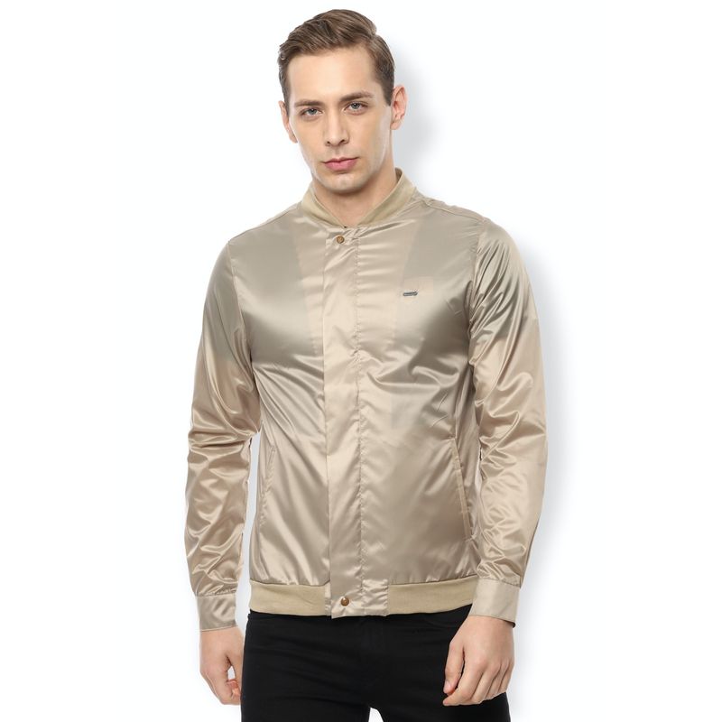 Van Heusen Men Beige Solid Casual Jacket (M)