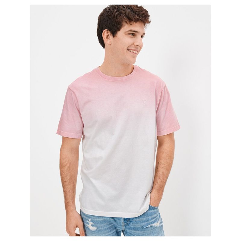 American Eagle Men Pink Super Soft Ombre T-Shirt (M)