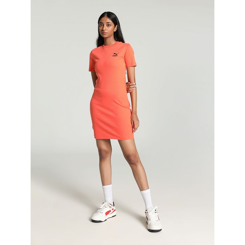 Puma Classics Ribbed Women's Orange Dress (XS)