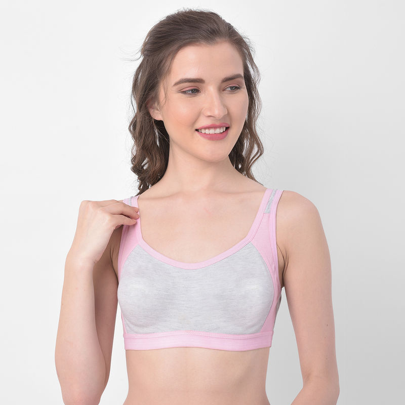 Clovia Cotton Rich Solid Non-Padded Full Cup Wire Free T-shirt Bra - Light Grey (34B)