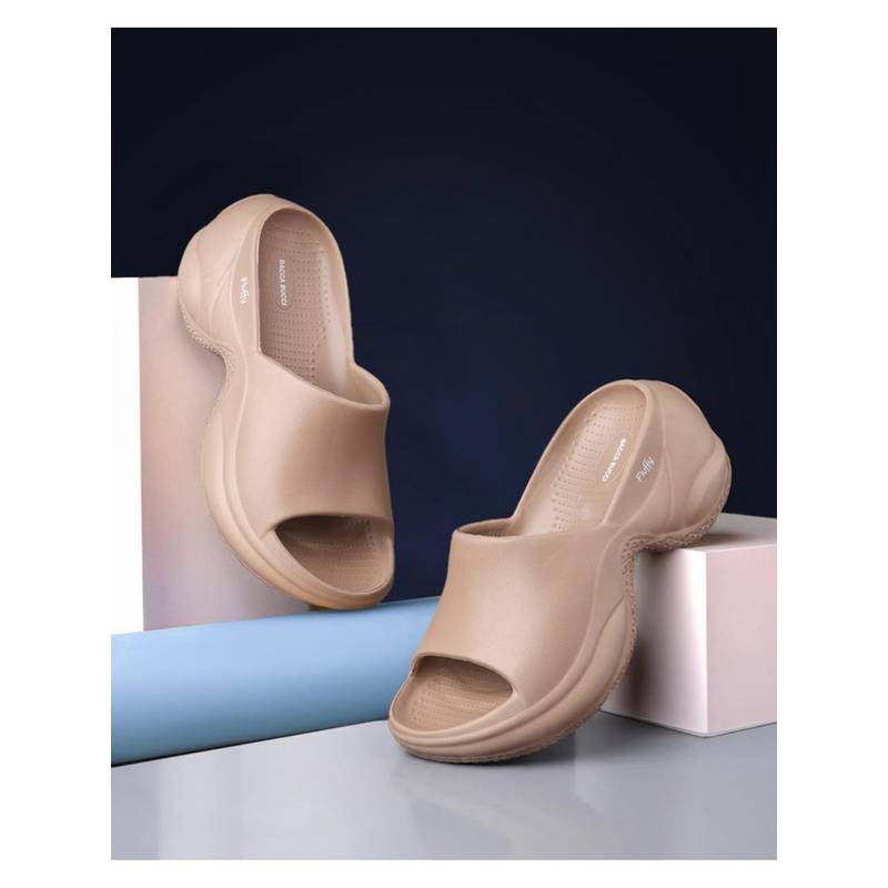 Bacca Bucci Women Beige Fluffy Sliders (UK 6)