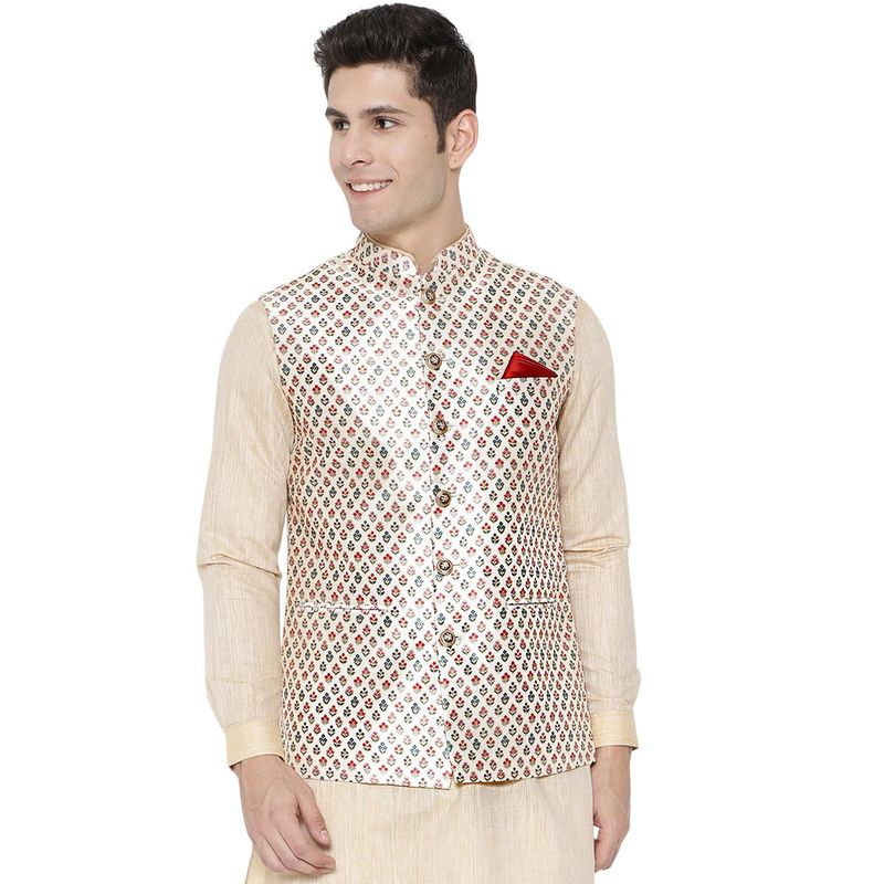 Buy Greenfibre Mens Printed Beige Poly Viscose Regular Fit