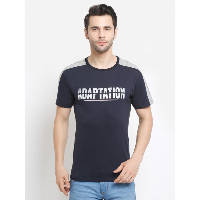 Cantabil Navy Blue Mens T-Shirt (L)