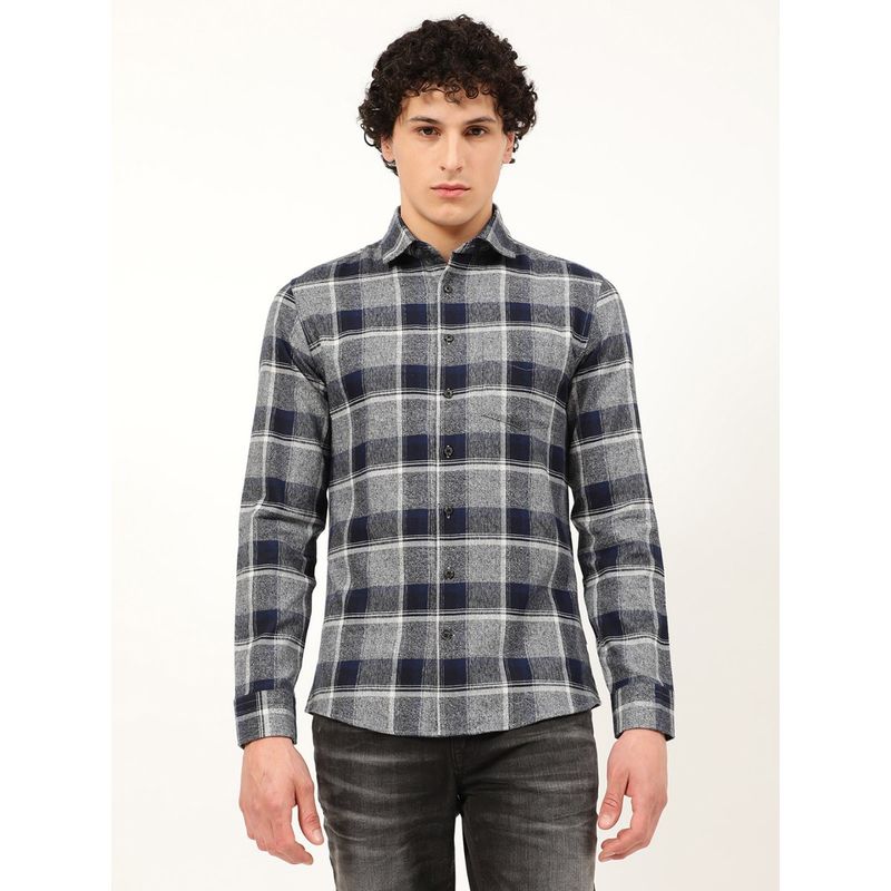 LINDBERGH Men Navy Checked Shirt (38)