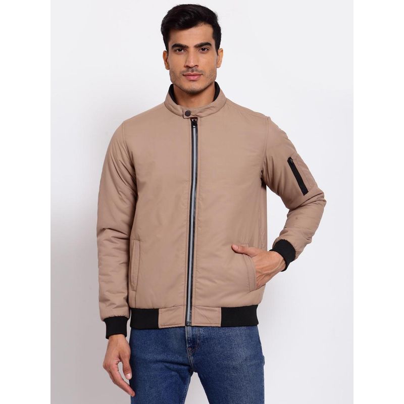 Style Quotient Men Camel Brown Lightweight Outdoor Bomber Jacket (L)