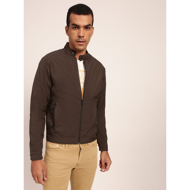 HARSAM Men Olive Solid Jacket (M)