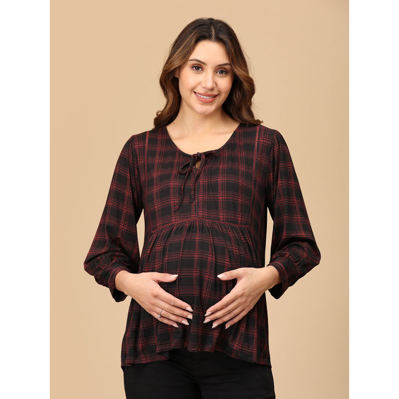The Mom Store Plaid It Cool Maternity and Nursing Top (3XL)
