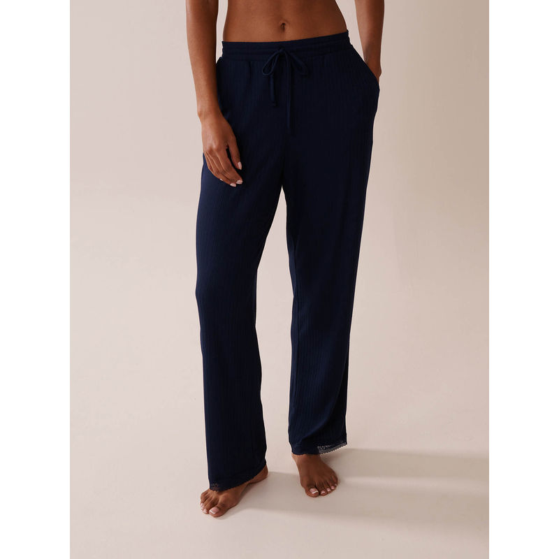 La Vie En Rose Lace Trim Ribbed Jersey Pyjama (M)