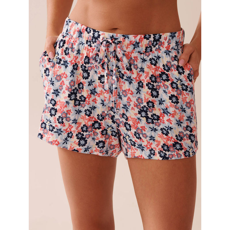 La Vie En Rose Ditsy Floral Print Soft Jersey Pajama Shorts (S)