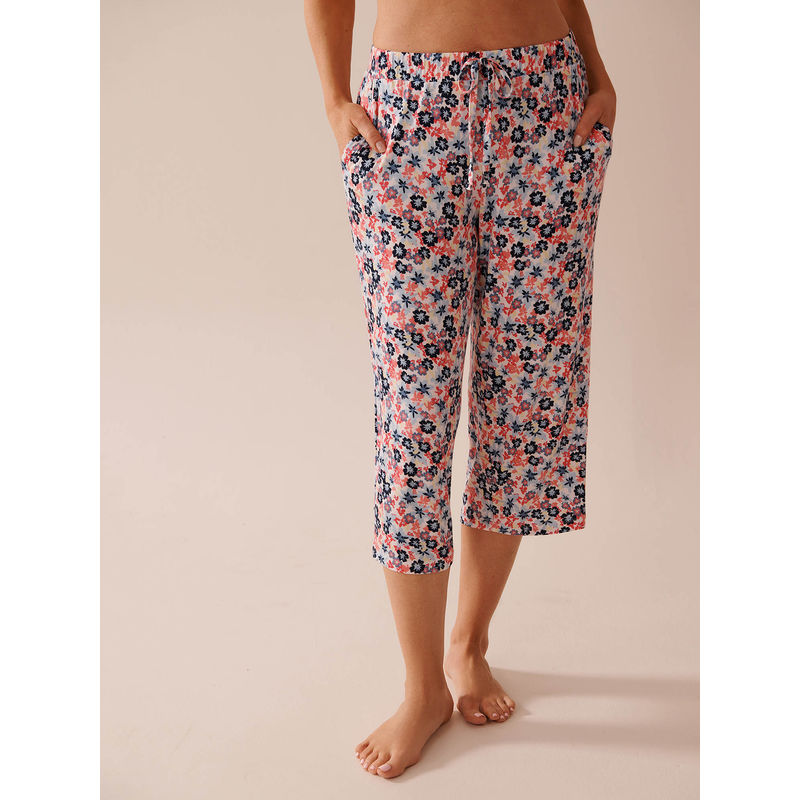 La Vie En Rose Ditsy Floral Print Soft Jersey Pajama Capris (S)