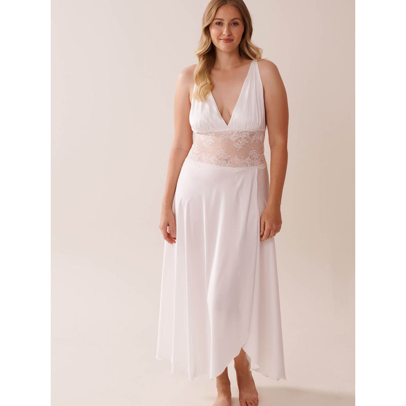 La Vie En Rose Satin and Lace Plunge Nightie (S)