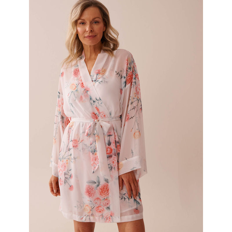 La Vie En Rose Romantic Bouquet Chiffon Kimono (M)