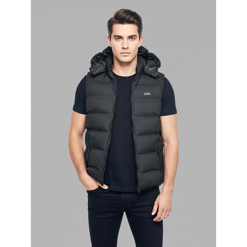 ROOKIES Black Sleeveless Hoodie Puffer Jacket (M)