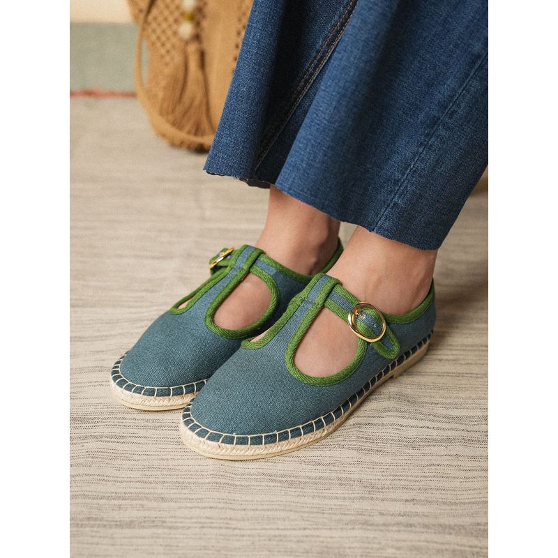 Theater Women Catalonia Blue Suede Mary Jane Espadrilles (EURO 35)