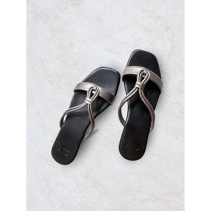 ALL TABS OPEN Metallic Open Toe Party Wear Women Flats (EURO 36)