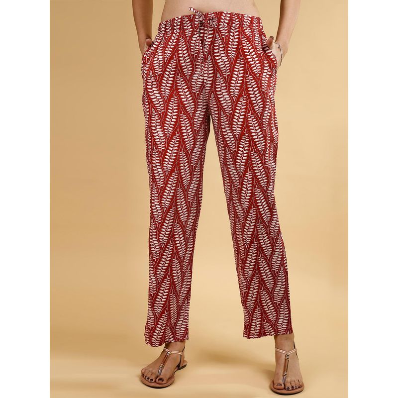 SOIE Womens Maroon Pocket Supersoft Rayon Printed Pyjama (M)