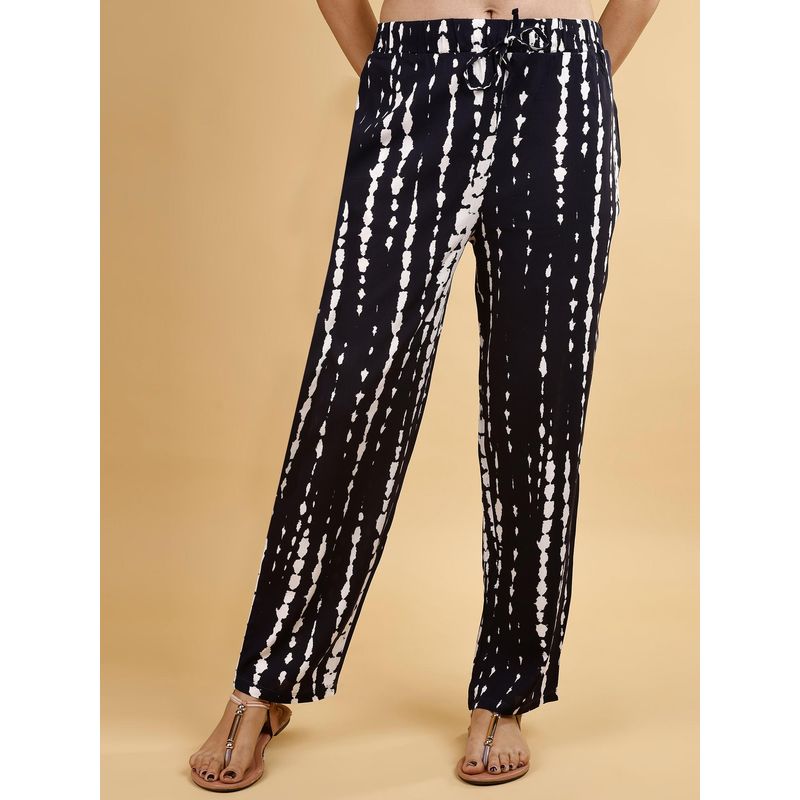 SOIE Womens Black Pocket Supersoft Rayon Printed Pyjama (S)