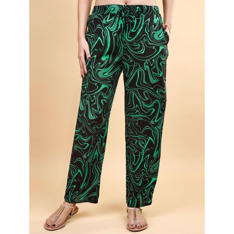 SOIE Womens Green Pocket Supersoft Rayon Printed Pyjama (S)