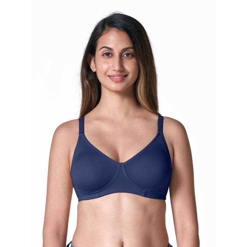 BLOSSOM Navy Blue Moulded Encircle Bra with Adjustable Straps (32B) (32B)