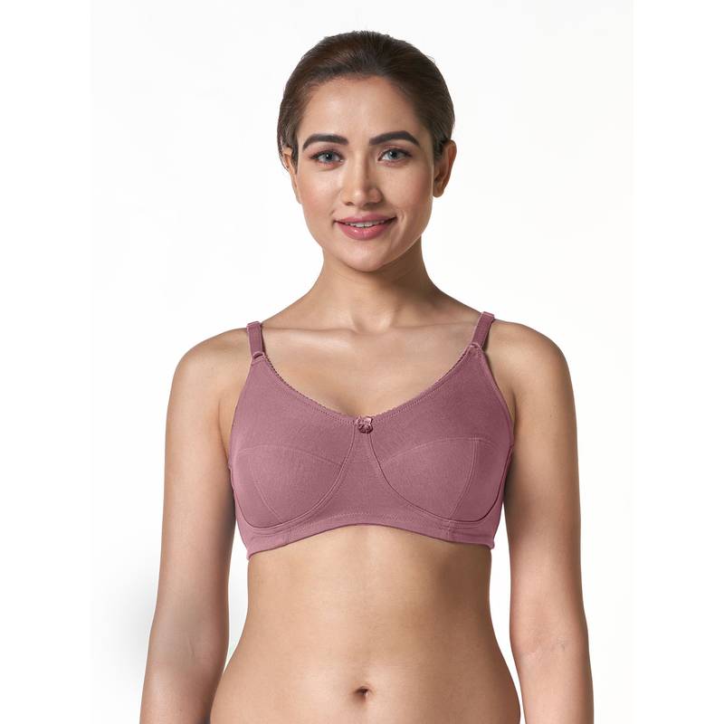 BLOSSOM Rose Gold Cotton Full Coverage Seamed Bra (34B) (34B)