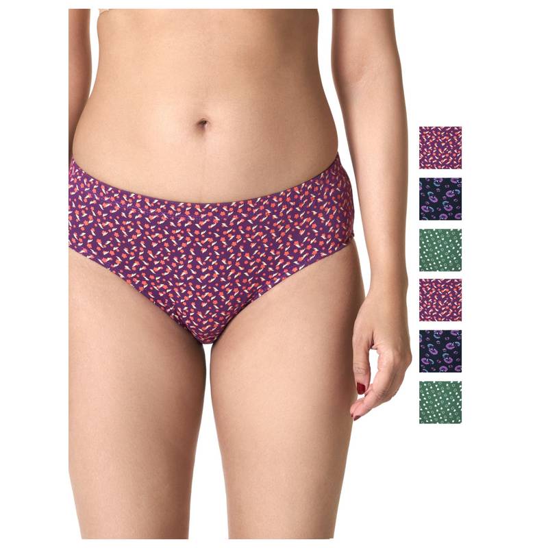 BLOSSOM Womens Printed Panty - Multi-Color (Pack of 6) (S)