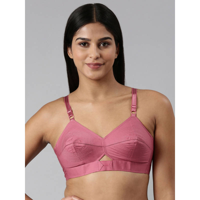 BLOSSOM Pink Double Layered Round Stitch Bra (32B) (32B)