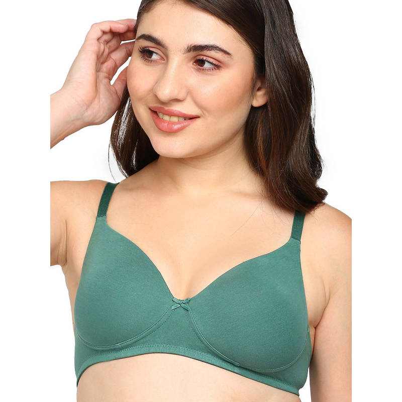 BLOSSOM Lightly Padded Medium Coverage Everyday Green Bra (32B) (32B)
