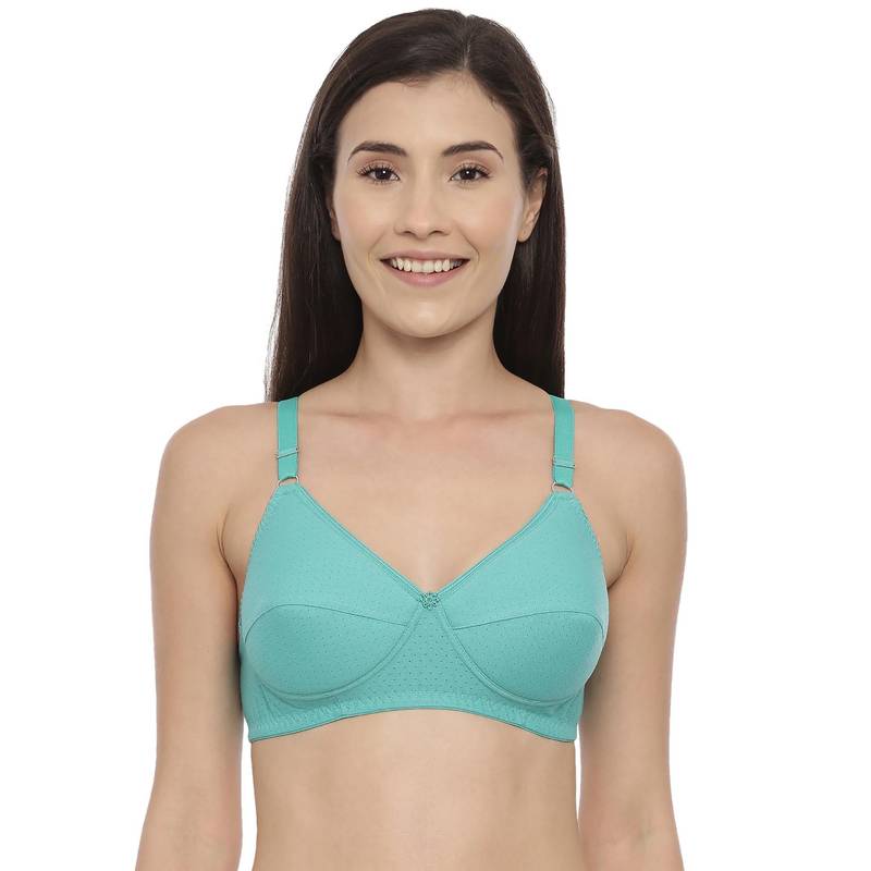BLOSSOM Blended Cotton Pointelle Fabric Foam Padded Bra Lovely Pad Green (30B) (30B)