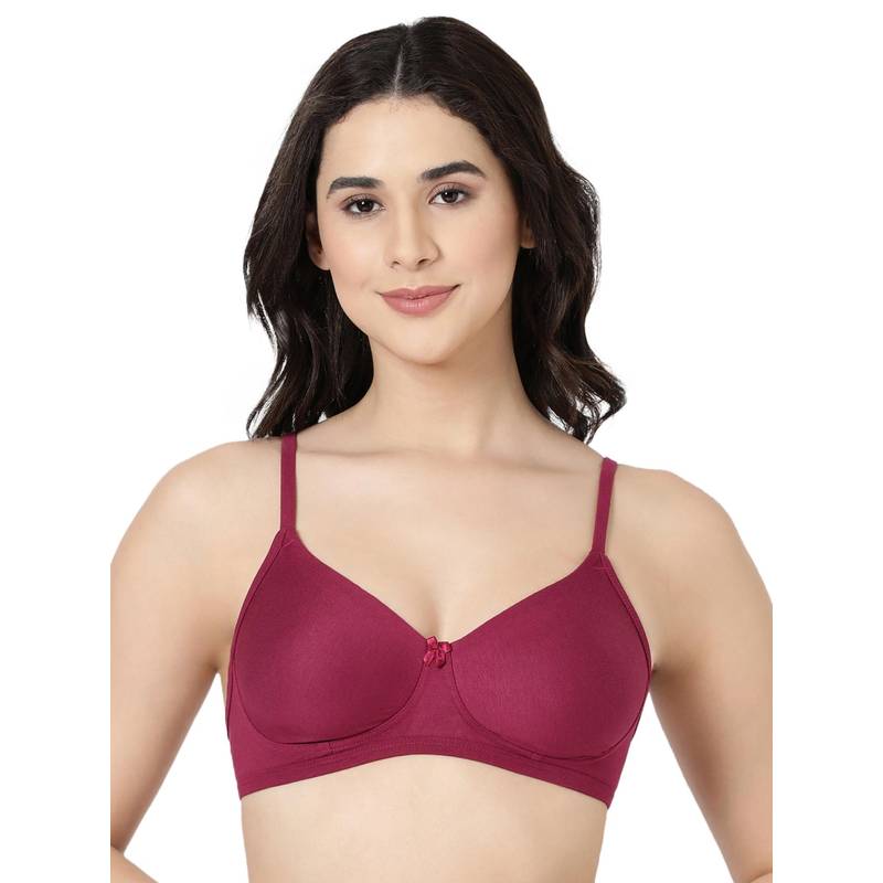 BLOSSOM Seamless T-Shirt Bra with Microfiber Adjustable Straps Wine (34C) (34C)