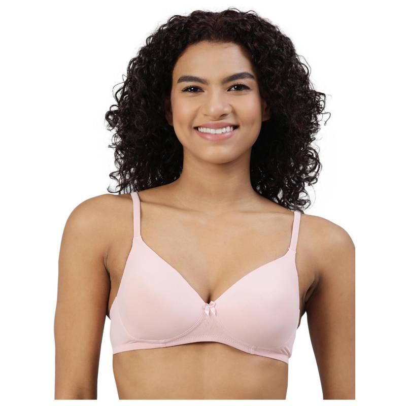 BLOSSOM Lightly Padded Polyamide Bra with Fabric-Covered Straps Pink (32B) (32B)