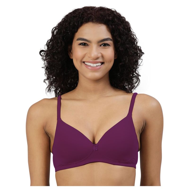 BLOSSOM Lightly Padded Polyamide Bra with Fabric-Covered Straps Wine (32C) (32C)