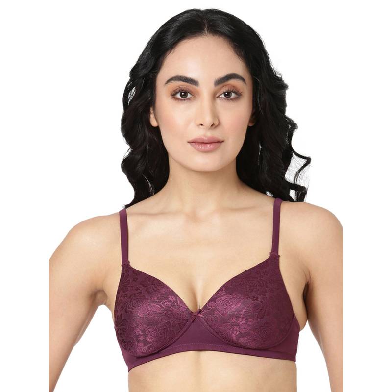 BLOSSOM Women Wine Regular Solace Bra (32B) (32B)