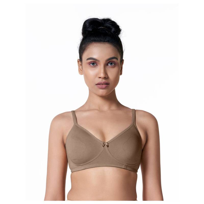 BLOSSOM Medium Coverage Everyday T-Shirt Bra with Nipple Concealer Ultimate Brown (32B) (32B)