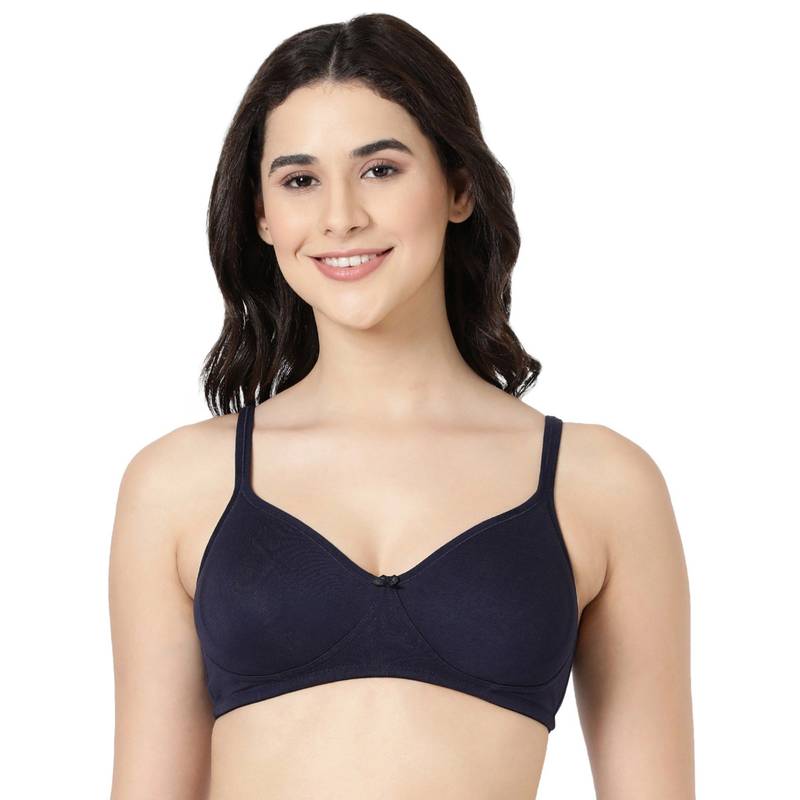 BLOSSOM Medium Coverage Everyday T-Shirt Bra with Nipple Concealer Ultimate Navy Blue (32B) (32B)