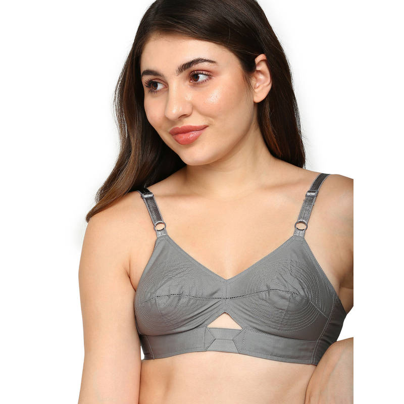 BLOSSOM Priyasajini Solid Full Coverage Bra Grey (30B) (30B)