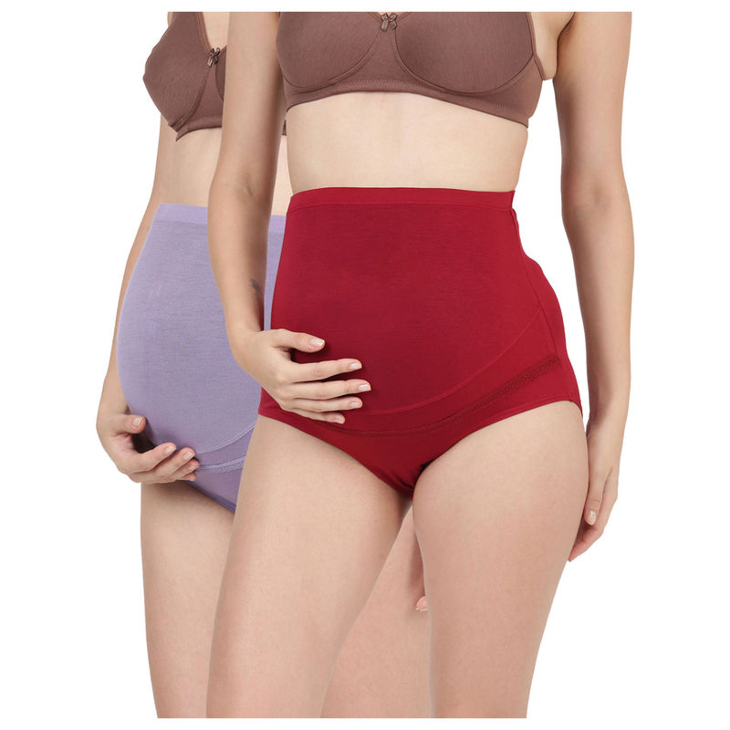 BLOSSOM Women Purple & Maroon Preggy Panties (Pack of 2) (L) (Pack of 2) (L)